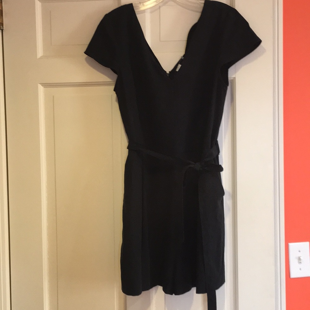Black vintage romper with waist tie